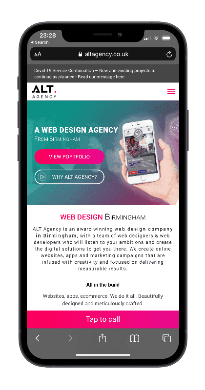alt agency mobile screenshot